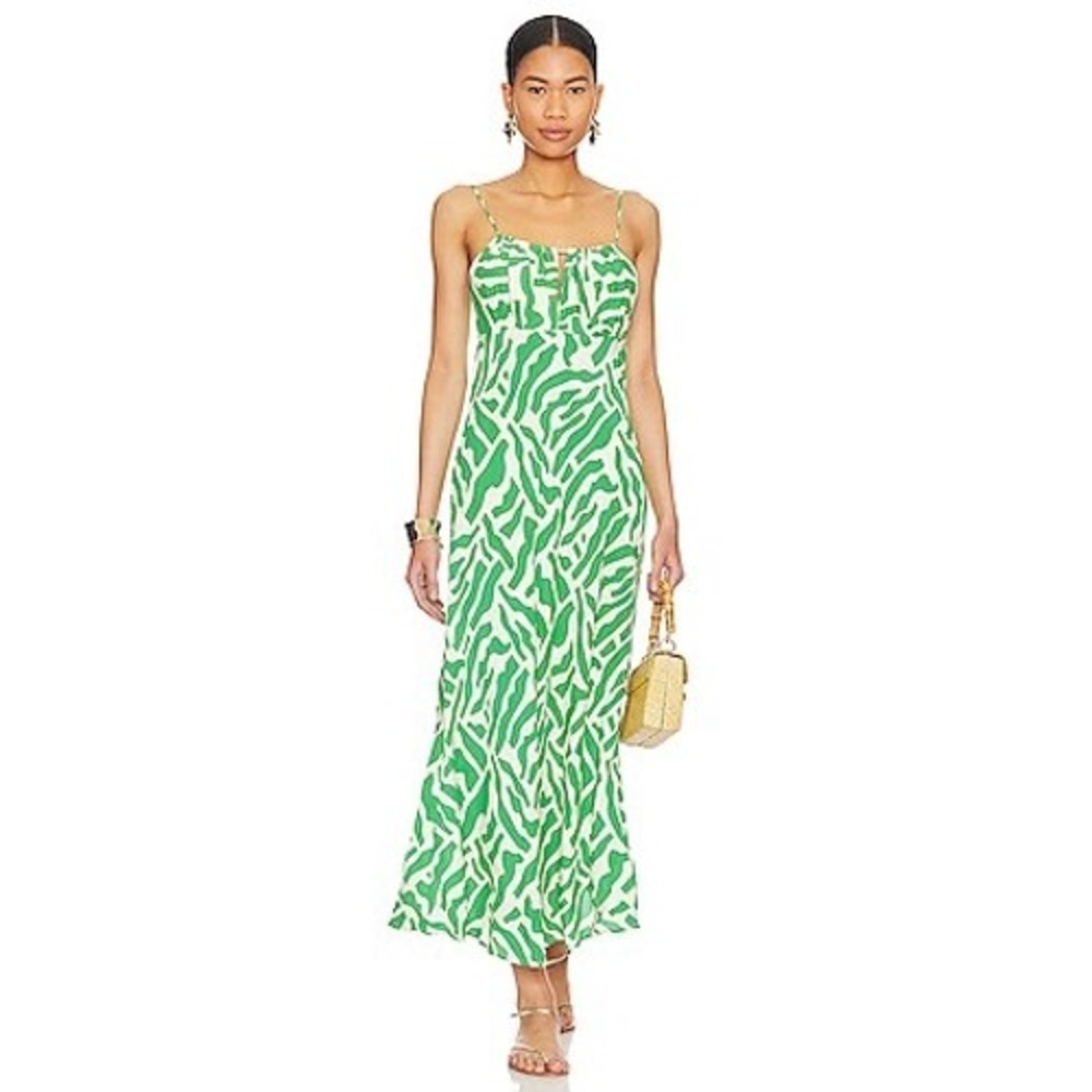 Faithfull The Brand San Paolo Midi Dress in Tulli Print Green